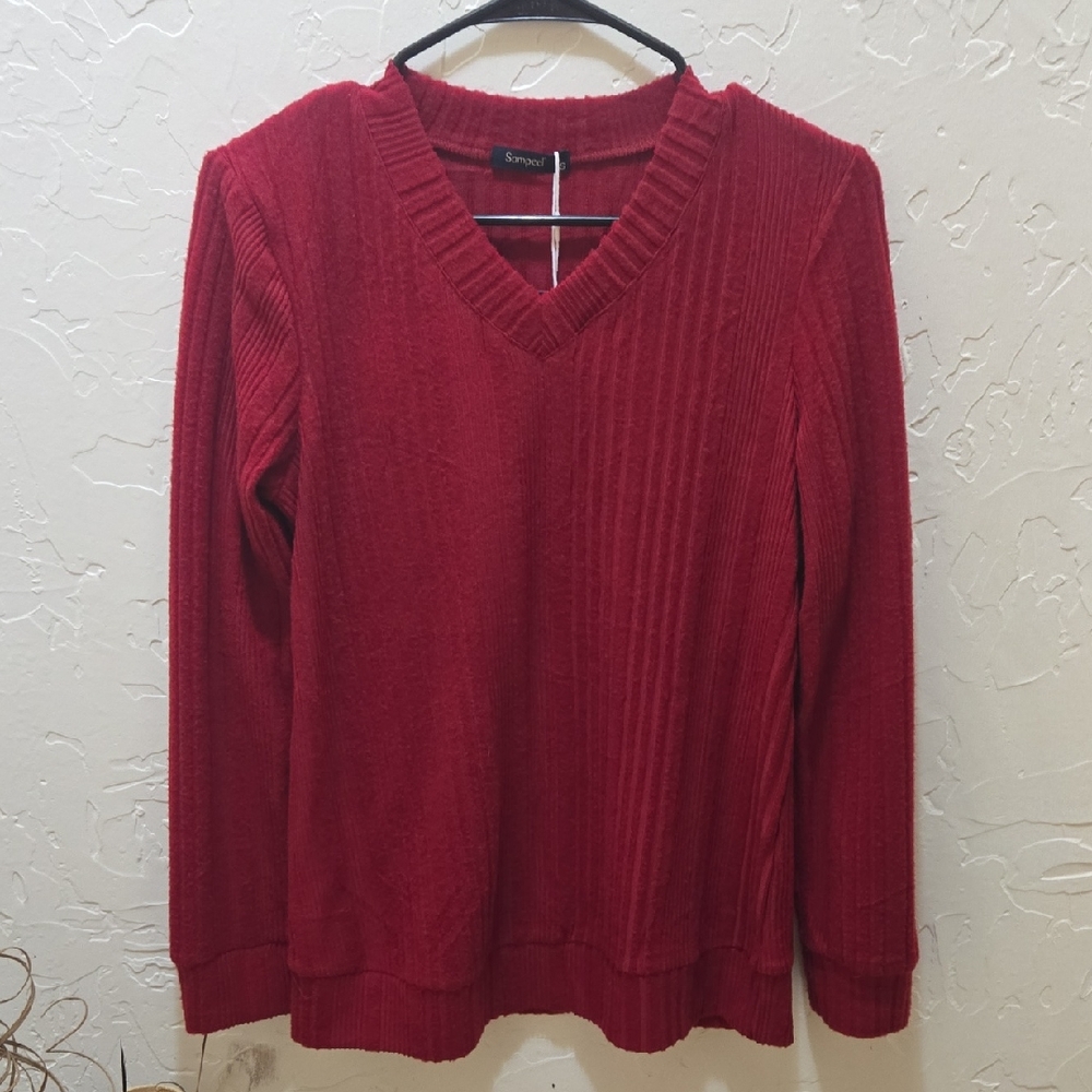 Sampeel Red V-Neck Sweater